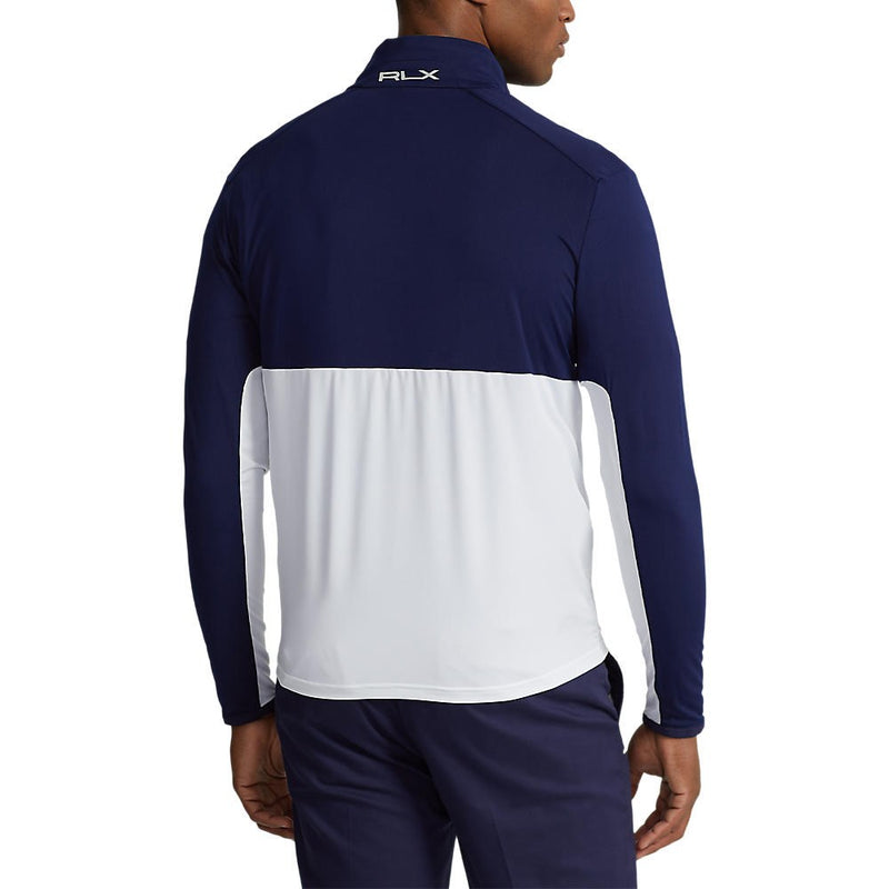 Rlx Ralph Lauren Peached Air Flow Trikot 1/4 Zip Midlayer - Pure White/ French Marine