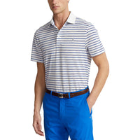 Rlx Ralph Lauren Tour Pique Stripe Polo -Hemd - rein weiße Multiblau