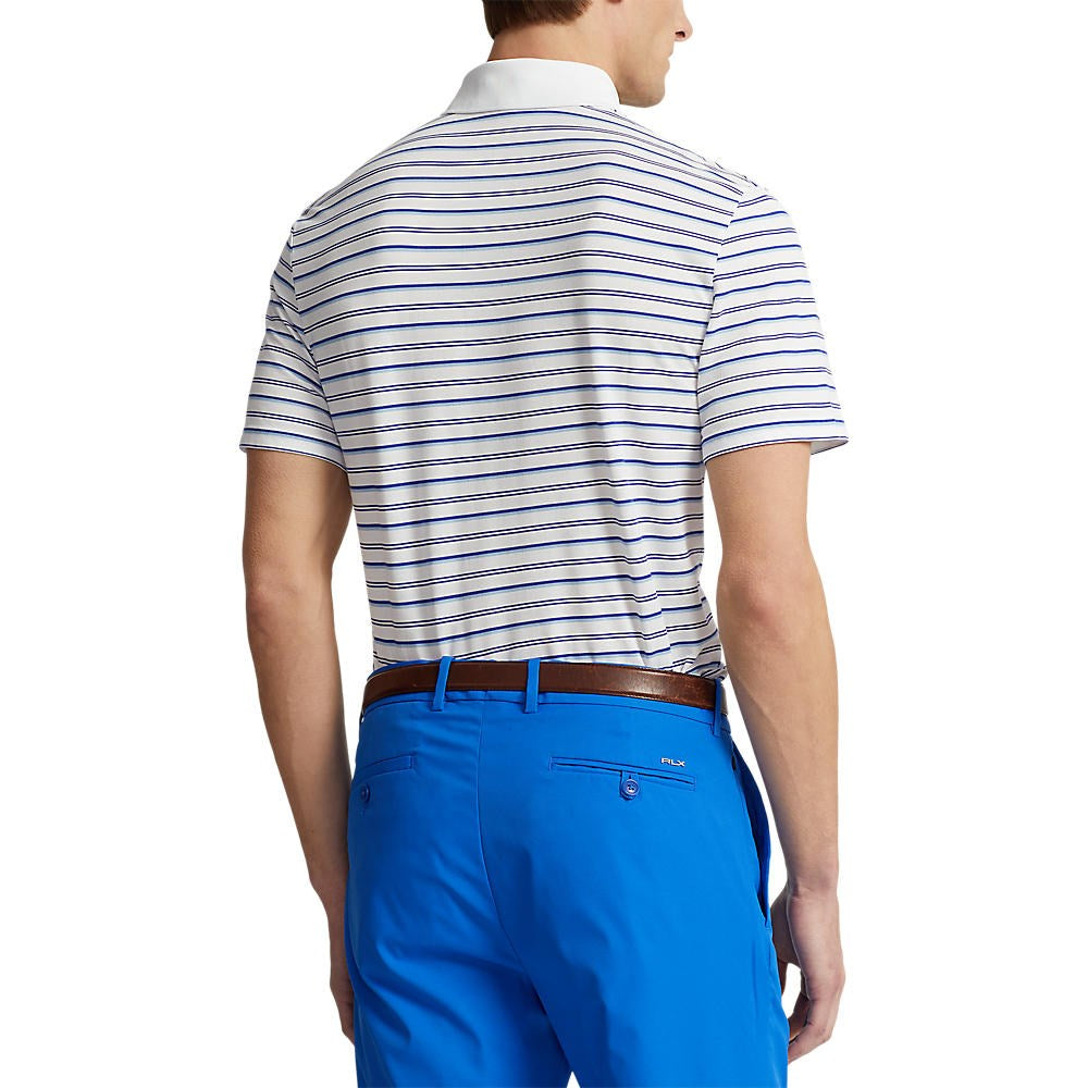 Rlx Ralph Lauren Tour Pique Stripe Polo -Hemd - rein weiße Multiblau