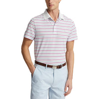 Rlx Ralph Lauren Tour Pique Stripe Polo -Hemd - rein weißes Multi -Pink