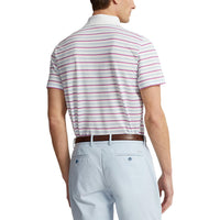 Rlx Ralph Lauren Tour Pique Stripe Polo -Hemd - rein weißes Multi -Pink
