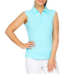 Ibkul Frauen solide ärmellose Polo - Seafoam