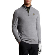 Lyle & Scott Merino Grid Textur 1/4 Reißverschluss - Kieselble
