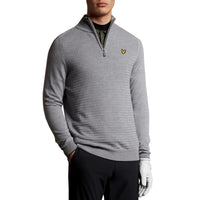 Lyle & Scott Merino Grid Textur 1/4 Reißverschluss - Kieselble