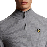 Lyle & Scott Merino Grid Textur 1/4 Reißverschluss - Kieselble