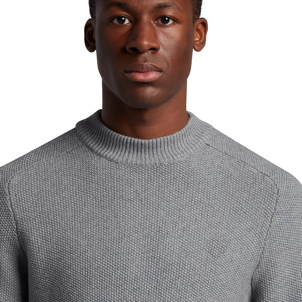 Lyle & Scott Tonal Eagle Samenstich Mischnackenpullover - Mid Grey Margel