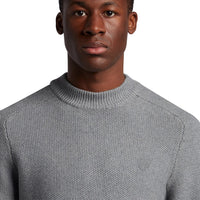 Lyle & Scott Tonal Eagle Samenstich Mischnackenpullover - Mid Grey Margel