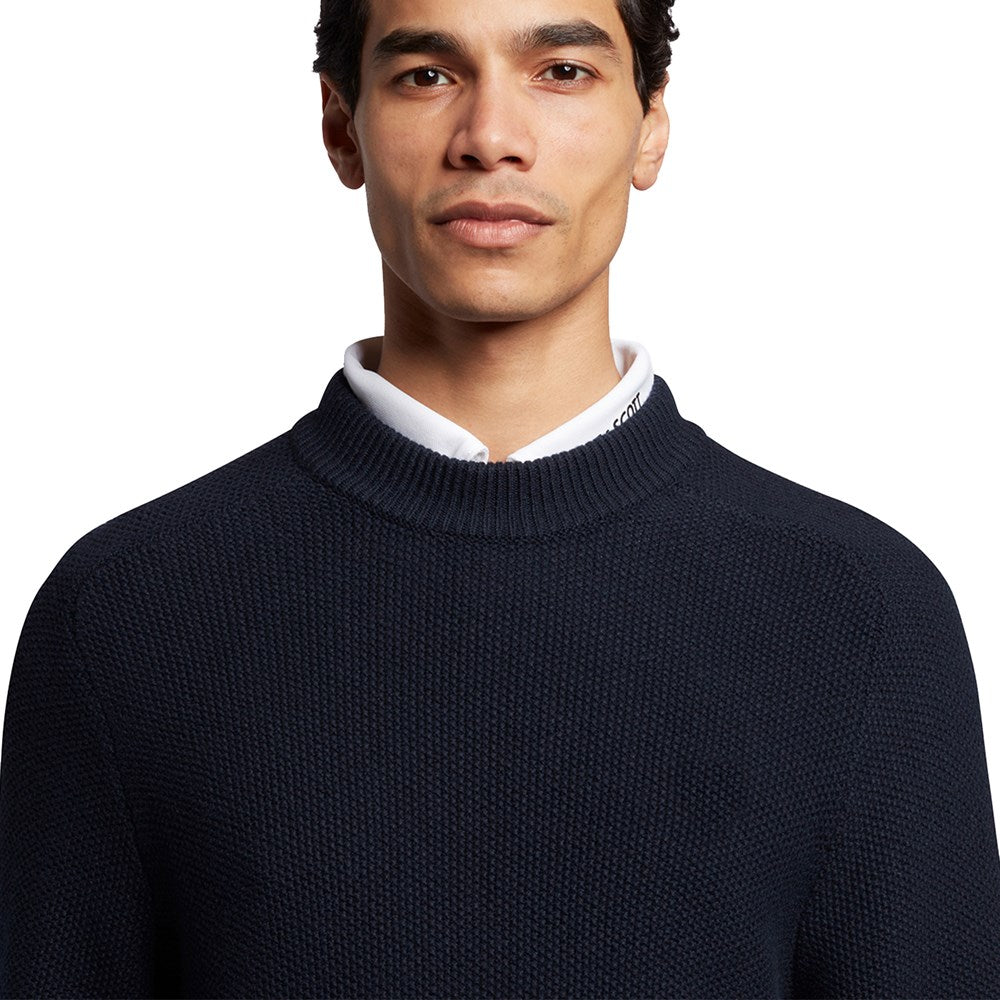 Lyle & Scott Tonal Eagle Samenstich Mischnackenpullover - Dark Navy