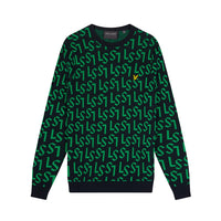 Lyle & Scott Monogram gestrickt Golf Crew Hals - Dunkle Marine