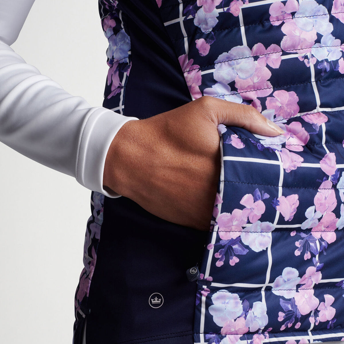 Peter Millar Frauen verschmelzen Hybrid wasserfeste Golfjacke - Marine Picknick Blumen