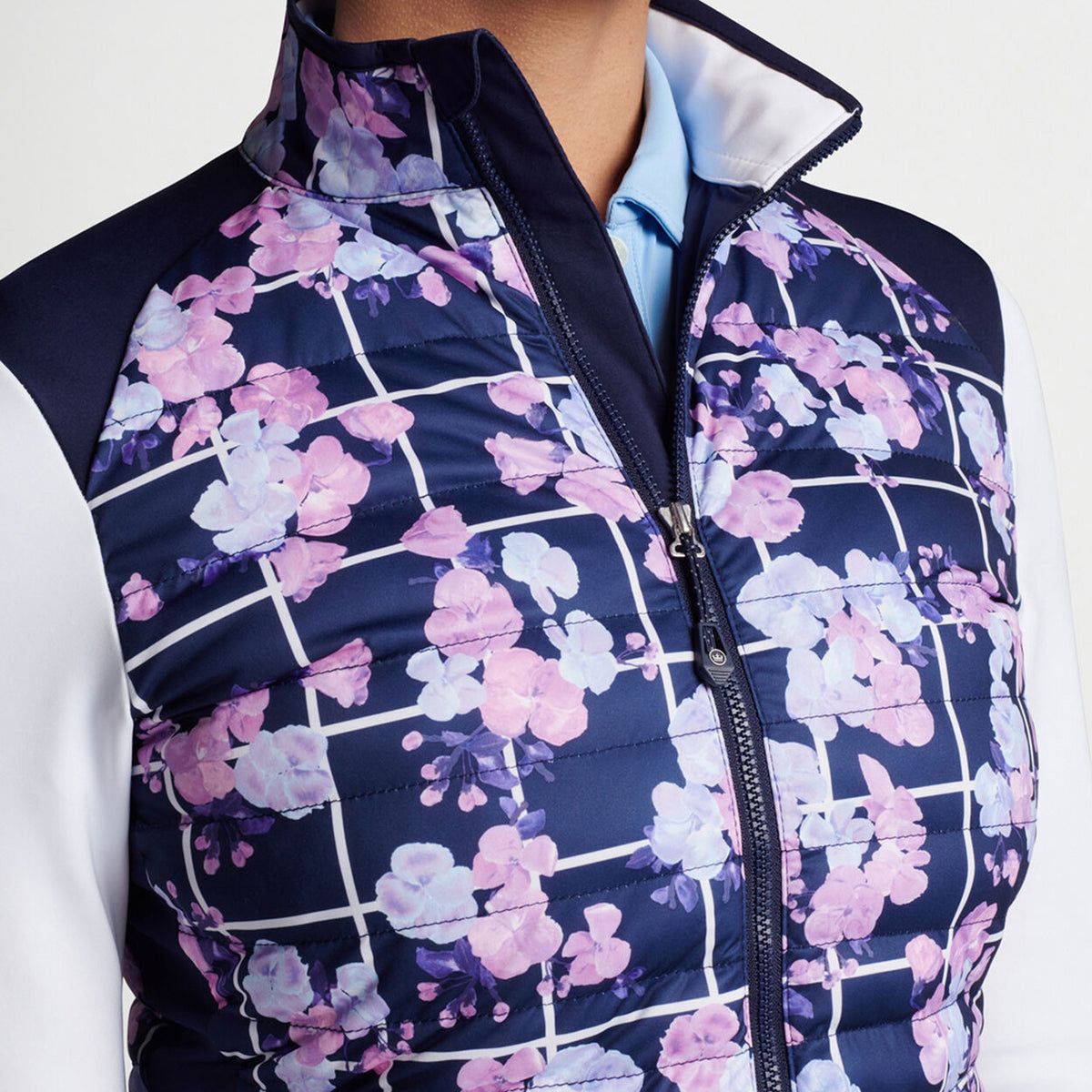 Peter Millar Frauen verschmelzen Hybrid wasserfeste Golfjacke - Marine Picknick Blumen