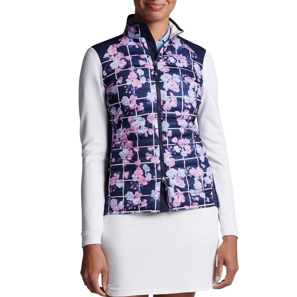 Peter Millar Frauen verschmelzen Hybrid wasserfeste Golfjacke - Marine Picknick Blumen