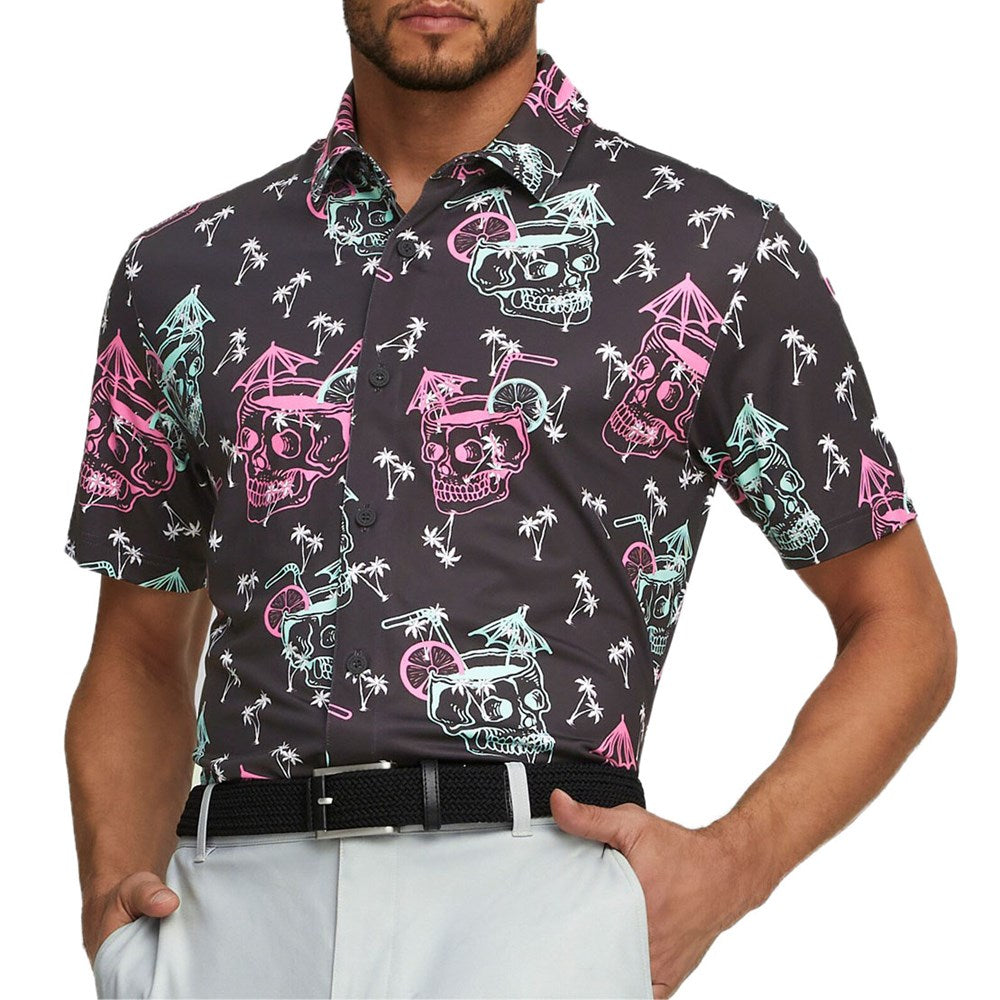 Puma Mattr Tropi -Cool Golf Polo -Hemd - Puma Black/Pink Nebel