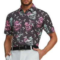 Puma Mattr Tropi -Cool Golf Polo -Hemd - Puma Black/Pink Nebel
