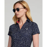 RLX Ralph Lauren Frauen gedruckter Luftstrom V -Ausschnitt Golf Polo -Hemd - Französische Navy Summer Night Stars