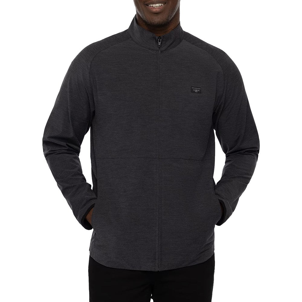 Travis Mathew Ranchero Full Reißverschluss -Golfjacke - Heather Grey Nadelstreifen