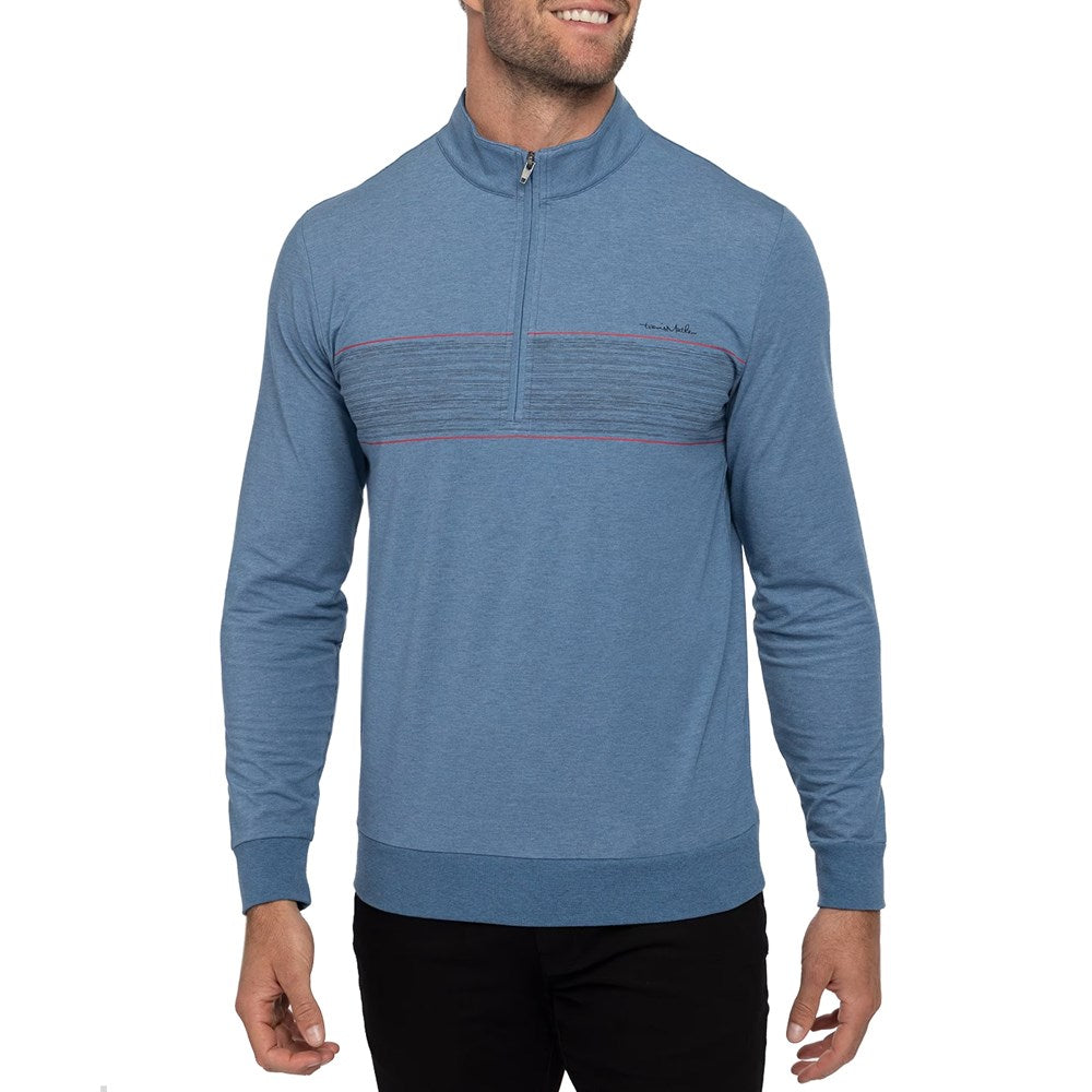 Travis Mathew -Farbtupfer 1/4 Reißverschlussgolf mittelschicht - Heather Mid Blue