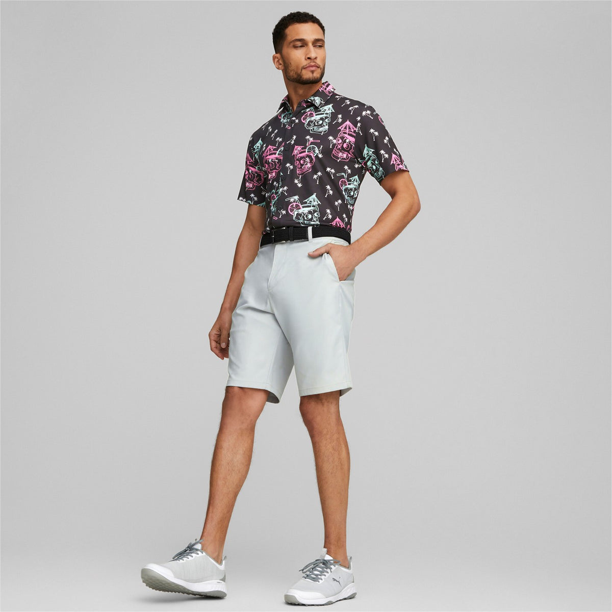 Puma Mattr Tropi -Cool Golf Polo -Hemd - Puma Black/Pink Nebel