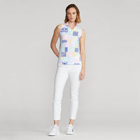 RLX Ralph Lauren Women's Printed Airflow Performance Sleeveless Golf Polo Shirt - Stamped Geo Patchwork