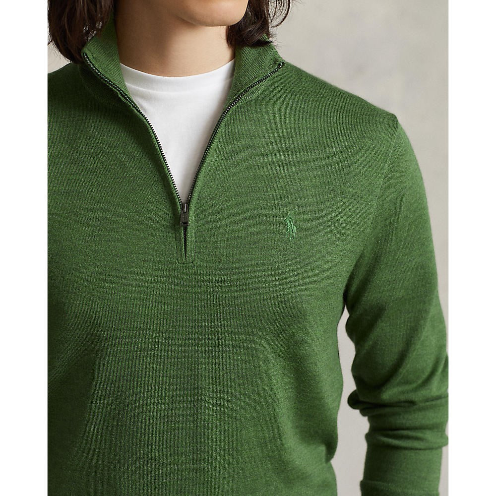 Polo -Golf Ralph Lauren Halbzip -Strick - Frachtgrün