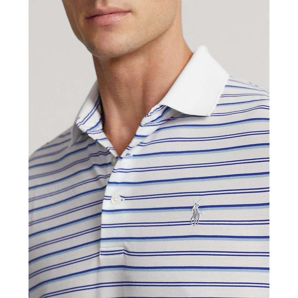 Rlx Ralph Lauren Tour Pique Stripe Polo -Hemd - rein weiße Multiblau